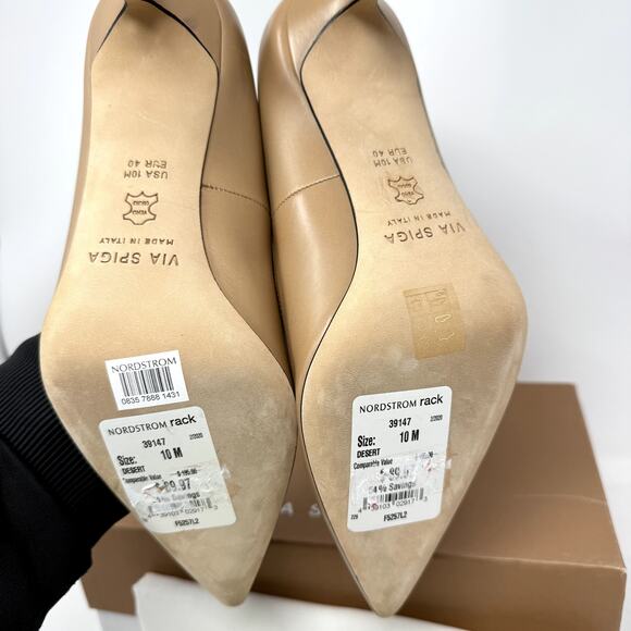 Via Spiga Nude Pointed Toe Stiletto Pumps Size 10M New With Box MSRP $295 - Picture 8 of 8